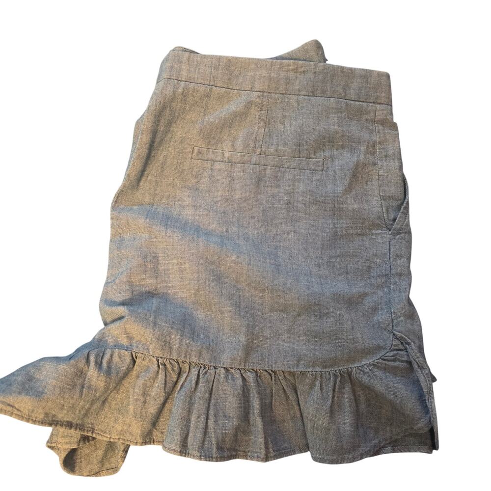 J.CREW denim chambray cotton ruffled hem shorts.  12 - Picture 3 of 12